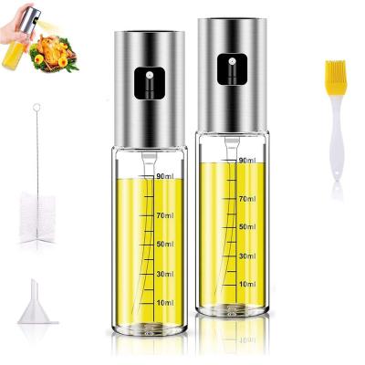 China Viable Portable Kitchen BBQ Olive Oil Bottle Glass Salad Vinegar Sauce Sprayer Oil Roasting Spray Cooking Bottle With Brush Funnel for sale