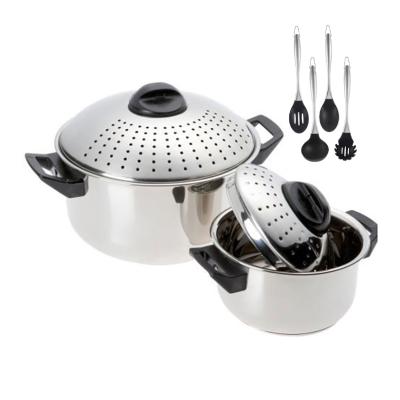 China Viable Pasta Pot Sets 24Cm Stainless Steel Strainer Basket Cookware Noodle Insert Stock Steamer Soup And Stock Pots For Kitchen for sale