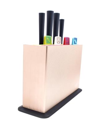 China Wholesale Durable Durable Aluminum Alloy Stand Knife Sets Colored Engraved Cutting Plate Boards With Index Tags Set Of 9 for sale