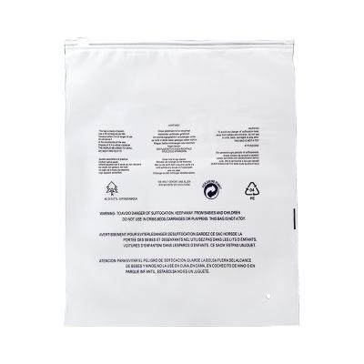 China Eco Friendly Recyclable 30*20cm Recycle Plastic Bag Zipper Warning Printed Ziplock Frosted Bag for sale