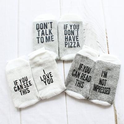 China The 2021 Hot Selling Jacquard Custom Unisex Novelty Cotton Breathable Funny Crew Socks If You Can Read This Bangs for sale