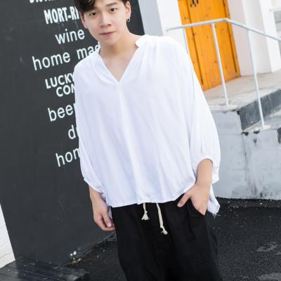 China Korean Fashionable Men's Hair Stylist Loose Nightclub Summer Long Sleeve Hip Cool Breathable Hop Shirt for sale