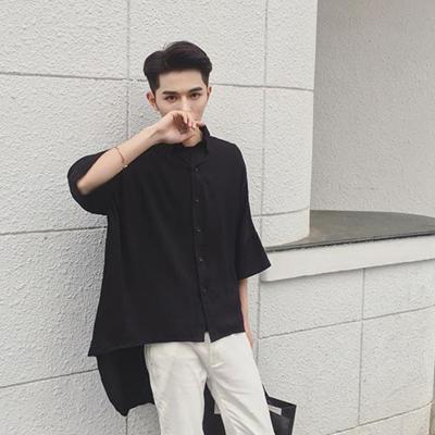 China Summer Viable Fashion Men's Fashionable Barber Fashionable Men's Mid Length Mid Length Shirt Irregular Shirt Slightly for sale