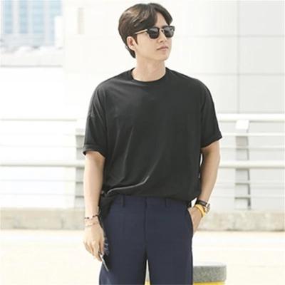 China 2021 New Fashion Anti-Wrinkle Men's T-shirt Big Size Anti-Wrinkle Fitted Black Summer Casual Round Loose Half Sleeve Thin Short T-Shirt T-shirt for sale