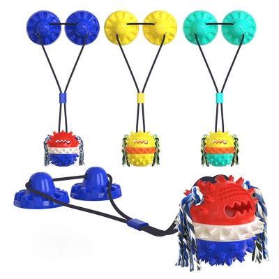 China Wholesale Stocked Pet Toys Extra Strength Unique Dual Suction Cups Sinking Ball Dog Toys Chew-Resistant Molars Toys Dog Dental Chew for sale