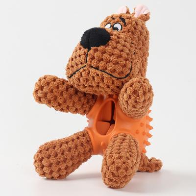 China Fashionable Plush Dog Shape Chew Correction Work Pet Stocked Toy Accompany Toys Dog Toys for sale