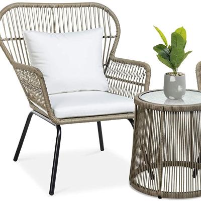 China Modern Outdoor Garden Leisure Tea Table Rattan Chair Furniture Rattan Chair Three Sets for sale