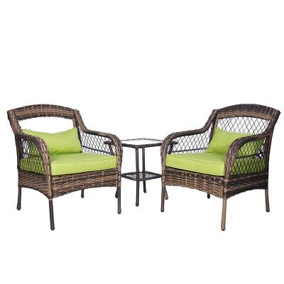 China Modern Outdoor Three Piece Set Rattan Combination Courtyard Balcony Table And Chair Sets Rattan Chair for sale