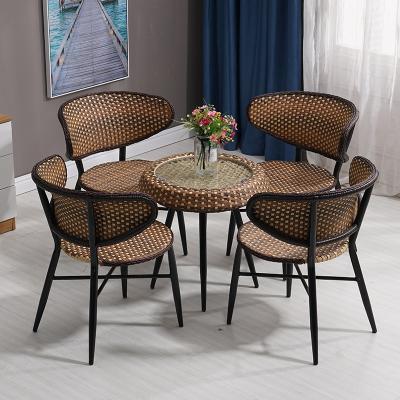 China Durable Rattan Furniture Outdoor Rattan Courtyard Chair Five Pieces Combination Set for sale