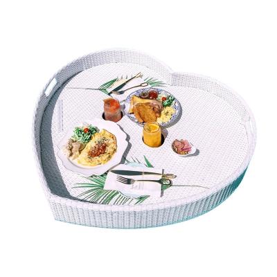 China Sustainable Floating Pool Picnic Basket Rattan Villa Afternoon Tea Water Rattan Hotel Rattan Tray for sale