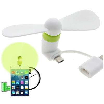 China Foldable Portable Mobile Phone Fan TPE ABS Material 2 in 1 for iPhone Android for sale