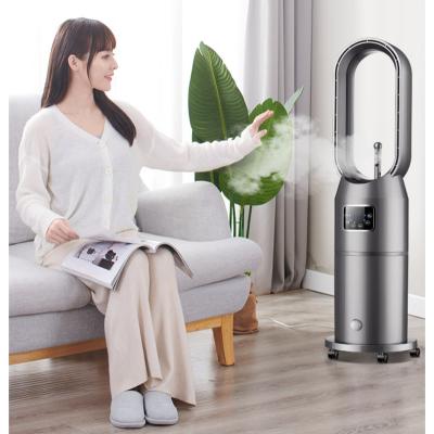 China Bladeless  Water Cool Mist Stand Fan 210X30X30 cm with Timer and Remote Control for sale