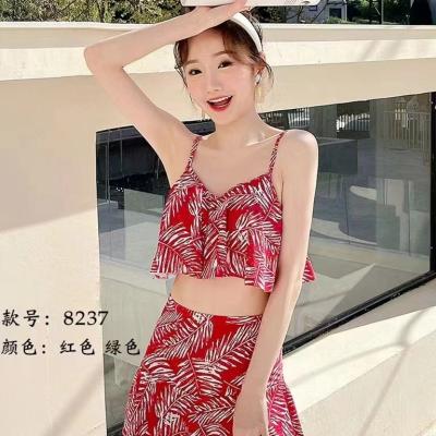 China New Antibacterial Women's Sexy Green Swimsuit Strap Red Swimsuit Cover Up 2 Piece Bikini Belt Skirt For 2022 for sale