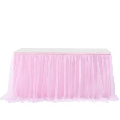 China Gauze Table Skirt Beach Wedding Celebration Party Tutu Tulle Tableware Cloth Birthday Banquet Tables Bordering Christmas Home Decoration for sale