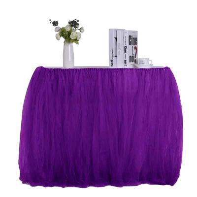 China Recycled Tulle Tutu Table Skirt Tulle Tableware For Wedding Decoration Baby Shower Party Wedding Table Trimming Home Textile 91.5x80cm for sale