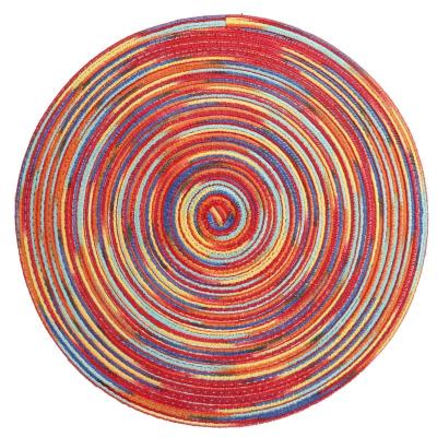 China 4pcs/lot Sustainable European Style Round Coaster Colored Satin Dyed Ramie Cotton Weave Anti-scald Table Place Mats Kitchen Accessories for sale