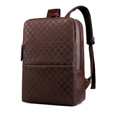 China Waterproof Waterproof PU Leather Shoulder Backpacks Retro Men's Business Casual Laptop Bags Student Schoolbag for sale