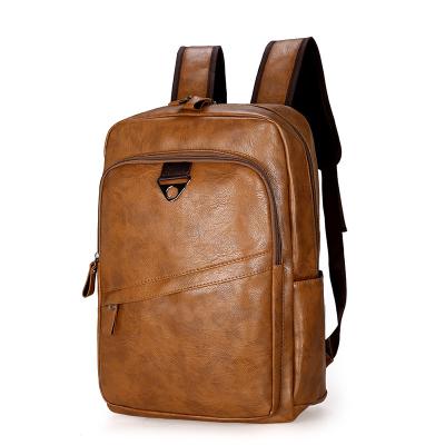 China Retro Leather Casual Backpacks Vintage Leather Leisure Vintage PU Bag Casual Schoolbags For Men WomenTeenager Students for sale