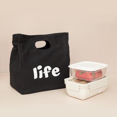 China Bento Meal Portable Bags Work Insulation Japanese Simple Canvas Bag Thick Warm Aluminum Foil Lunch Box Kitchen Organizer for sale