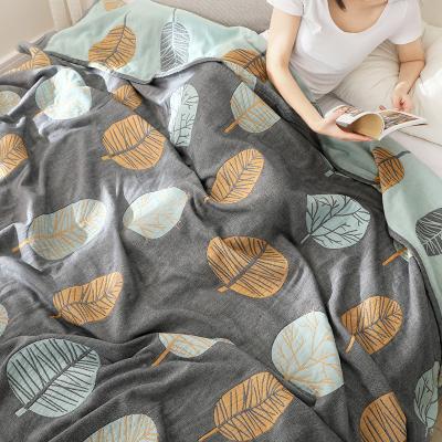 China Plaid Gauze Cotton Bedding Coverlet Throw Blanket for Bed Sofa Soft Cozy Warm Decorative Plaids Summer Air Conditioning Bedspread for sale