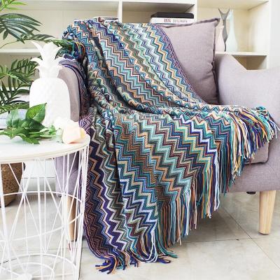 China Viable Knit Tassel Chaise Lounge Beach Chair Blanket Sofa Couch Garden Swing Blanket Comforter for sale