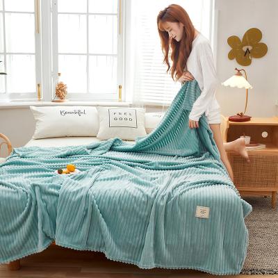 China Simple Solid Soft Warm Fleece Plaid Blankets And Bedspreads Living Room Bedroom Air Conditioning Bed Blanket For Sofa Bedding Mantas for sale