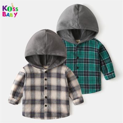 China Breathable Hooded Boys Plaid Shirt Flannel Kids Children Clothings for sale