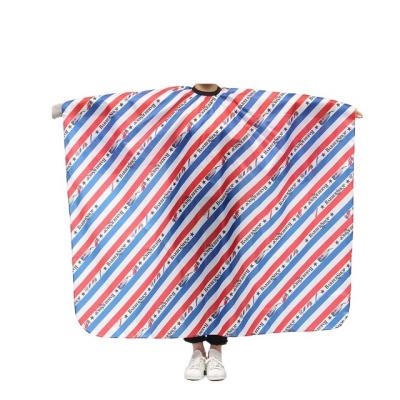 China 2020 New Released Barber Gown Barber Shop Hairdressing Stripe Apron Polyester Cloth Haircut Large Cutting Cape 140x160cm for sale