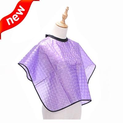 China PVC Waterproof 2020 Purple Color Best Selling Transparent Barber Apron Salon Cape Collar Hair Cutting Dye Coloring Cape for sale