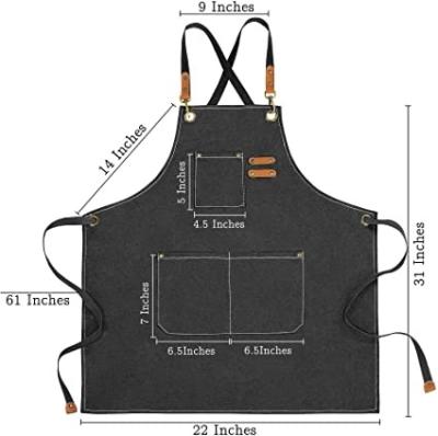 China Salon/Nail Shop Kitchen Apron For Men Women Chef Cooking Apron Cross Back 3 Pockets for sale