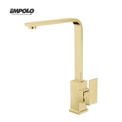 China Modern CUPC Gold Faucet Maker Body Brass Single Handle Waterfall Modern Kitchen Faucet for sale