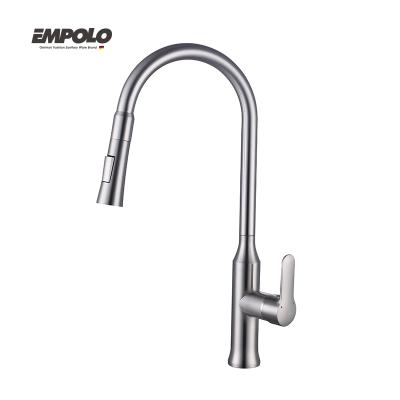 China Jiangmen Factory Modern Brass Pull Out Shower Kitchen Sink Faucet Brushed Pull Down Kitchen Faucet à venda