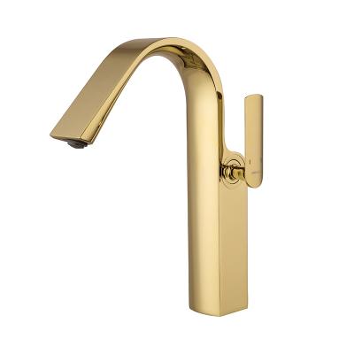 China Empolo Factory Gold Supplier Gooseneck Modern Water Basin Faucet Single Hole Proliferating Basin Faucet for sale