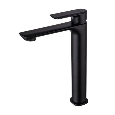 China Modern Designer Single Lever Deck Mounted High Basin Mixer Tap Black Taps Faucet For Bathroom Sink à venda