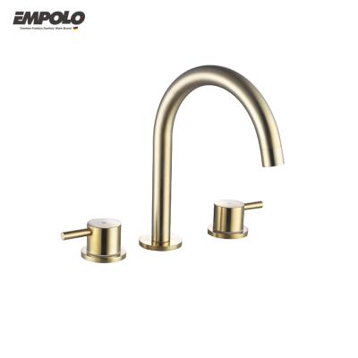 中国 Brass Bath Basin Faucets 3 Handle Metered Waterproof Chrome Water Tap Two Holes Bathroom Faucet 販売のため