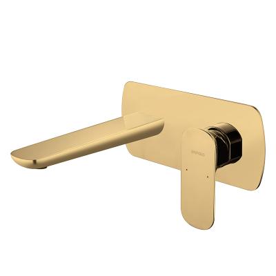 China Modern Hot Sale Completed Certifications Gold Wall Mounted Basin Sink Faucet for sale