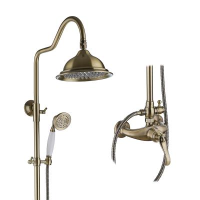 China Without Slide Bar Brush Style Bronze Shower Head Bathroom With Shower Column Mixer Bath Shower Combinations Tap for sale