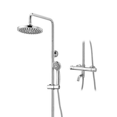 China With Sliding Bar Modern Design Bathroom Round Faucet Set Thermostatic Bath Temperature Storage Exposed Shower Mixer for sale