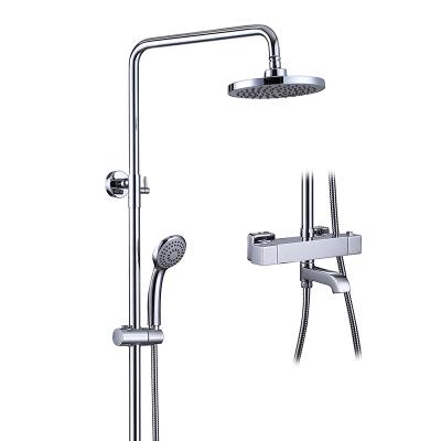 China With Thermostatic Shower Faucet Mixer Bath Shower European Slide Bar Bathroom Shower Faucet Mixer With Slide Rail Thermostatischer Wasserhahn Kit Te koop