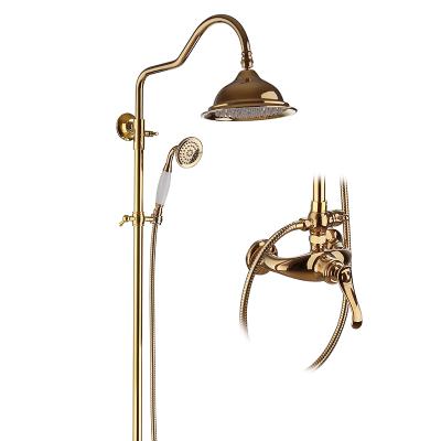 China With Slide Bar 3 Ways Shower Set Water Discharge Gold Color Bath And Shower Faucet Cartridge Cabin for sale