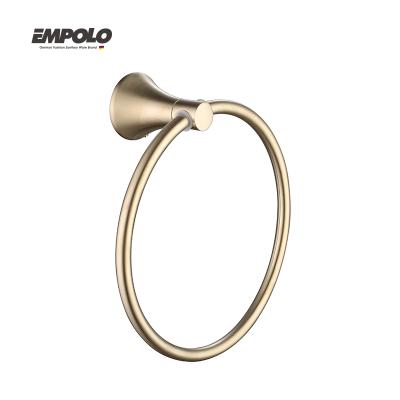 China Eco-Friendly Wall Mounted Bathroom Accessories Brass Towel Rack Bathroom Brushed Gold Towel Ring for sale