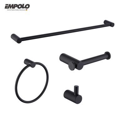 China Empolo Hotel Bathroom Accessories Hardware Set Black Fancy Brass Hardware Towel Rail Set for sale