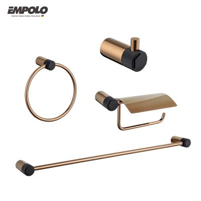 China Fashionable Complete Luxury Bathroom Design Wall Mount Rose Gold Brass Bathroom Accessories Set Viable for sale