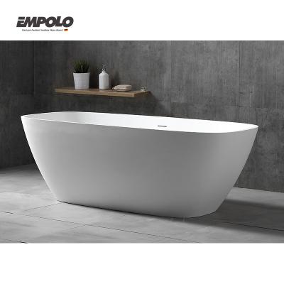 Cina Resin Seamless Joint High End Solid Outdoor Artificial Adult Oval Stone Project Hotel Freestanding Bathtubs in vendita