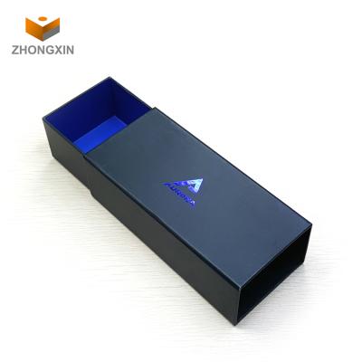 China Custom Recyclable Logo Drawer Box Black Paper Packaging Boxes Eyewear Kids Sunglasses Package Box for sale