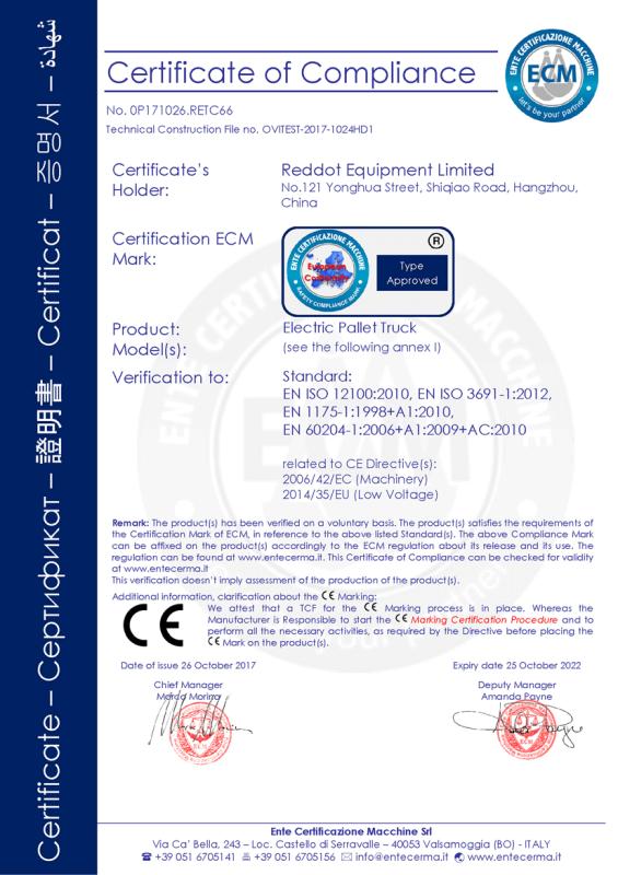 CE - Hangzhou Reddot Equipment Co., Ltd.