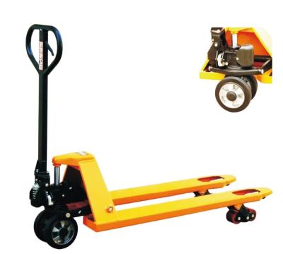 China Hotel Inline Pump Unit-Iron Wheel 2500kg 2.5 Ton Hydraulic Hand Pallet Truck Pallet Jack for sale