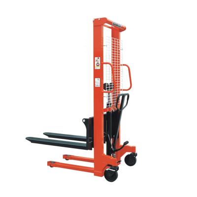 China Hotels 1000kg Capacity Hydraulic Manual Stacker Hand Lifting Pallet Stacker for sale