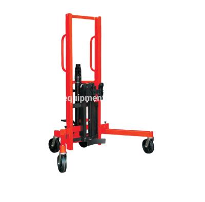 China Hotels 400kg Mini Hydraulic Manual Lifter Hand Lifting Equipment Drum Stacker for sale