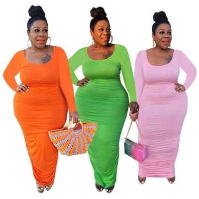 China Ckfashion Streetwear Hot Sale Sexy Solid Color Anti-Static Maxi Dresses 2021 Plus Size Women Casual Dress for sale